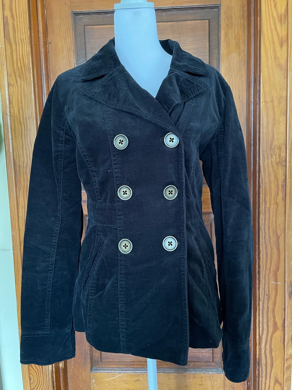 Mossimo Supply Co. Black Double-Breasted Corduroy Pea Coat